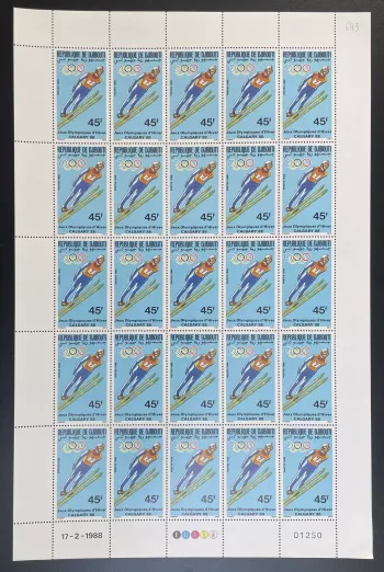 Dschibuti 1988 YT 643 Bogen Olympische Winterspiele Calgary Skispringen