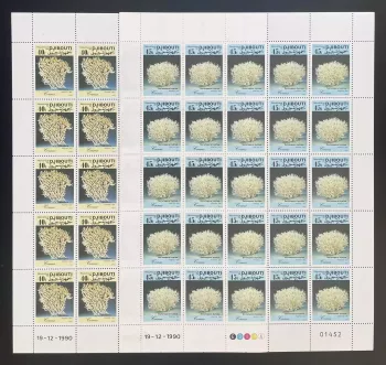 Djibouti 1991 YT 672-673 planche coraux Acropora Seriatopora hystrix