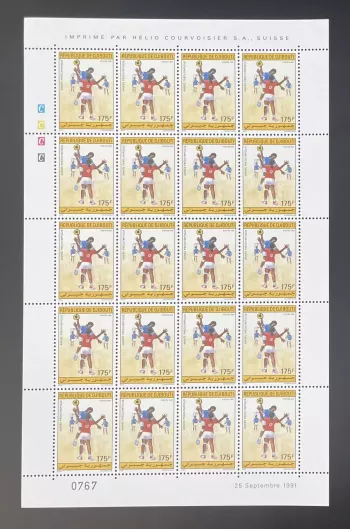 Djibouti 1991 YT 683 planche handball préolympique olympique Barcelona 1992