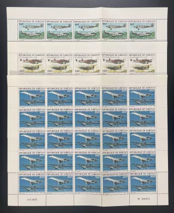 Djibouti 1979 YT PA 130-132 sheet Concorde Spitfire Junkers aircraft