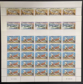 Djibouti 1978 YT PA 116-118 sheet planes aero-club Tiger Moth Rallye
