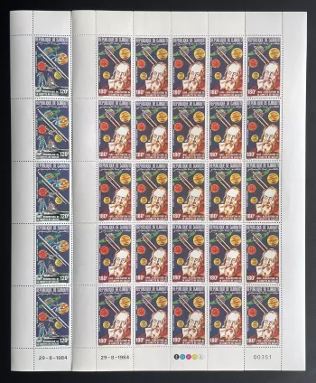 Djibouti 1984 YT PA 213-214 planche Galilée lunette astronomie planètes espace