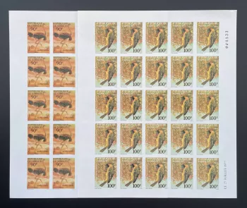 Djibouti 1977 YT 463-464 ND planche oiseaux autruche faune ornithologie