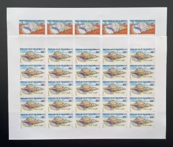 Djibouti 1978 YT 486-487 ND planche coquillages Charonia faune marine