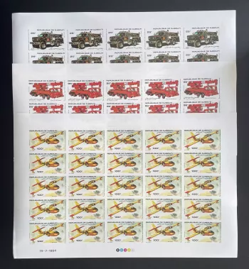 Djibouti 1984 YT 587-589 ND planche pompiers camion incendie Canadair