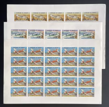 Djibouti 1978 YT PA 116-118 ND planche aéro club avions biplan Tiger Moth