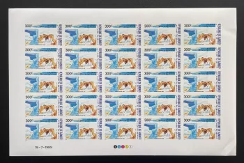 Djibouti 1989 YT PA 248 ND planche Lac Assal blocs sel minéral aérien chameaux