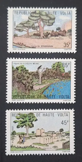 Haute-Volta 1981 Mi. 837-839 régions Koudougou Volta Noire Toma arbres