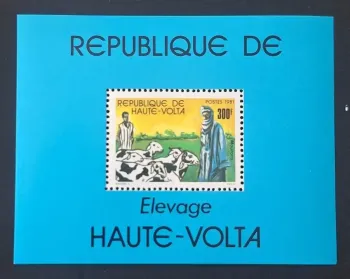 Haute-Volta 1981 Mi. Bl. 57 élevage moutons berger pâturage
