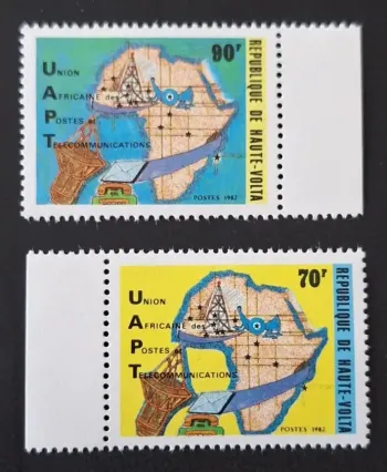 Haute-Volta 1982 Mi. 876-877 UAPT Télécommunications carte Afrique