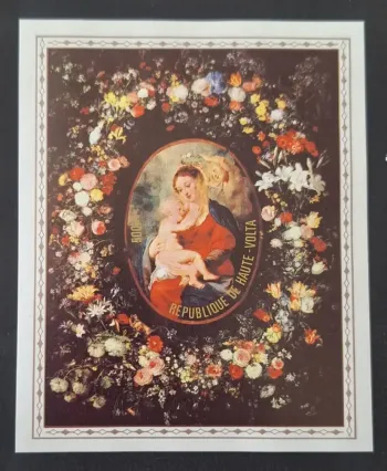 Haute-Volta Mi. 927 épreuve de luxe Rubens Vierge Enfant fleurs
