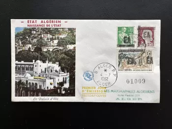 Algérie 1962 YT 359 360 363 FDC Palais Été Alger Médéa EA Indépendance