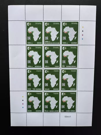ECOWAS 2026 Kleinbogen 12 Länder Karte 50 Jahre Siamesen Gemeinschaftsausgabe