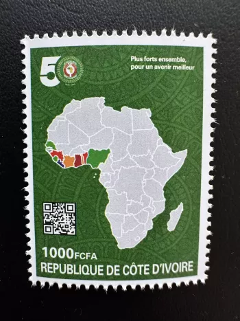 Côte d'Ivoire 2026 CEDEAO 50 ans carte Afrique drapeaux anniversaire