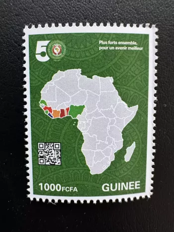Guinée 2026 CEDEAO 50 ans Afrique carte drapeaux anniversaire organisation