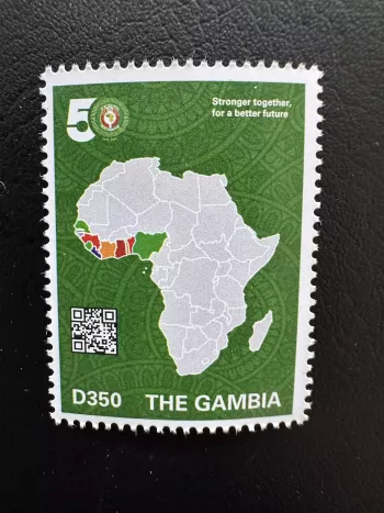 Gambie 2026 CEDEAO ECOWAS 50 ans Afrique carte drapeaux avenir commun