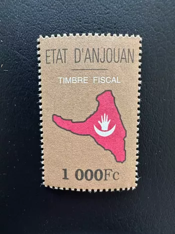 Anjouan Komoren 1999 Fiskalmarke 1000FC Inselkarte Halbmond