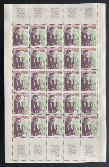 Gabon 1972 YT 289 planche Louis Pasteur microscope science microbiologie