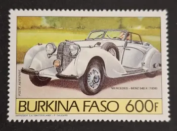 Burkina Faso 1985 Mi. 1025 poste aérienne Mercedes-Benz 540 K automobile