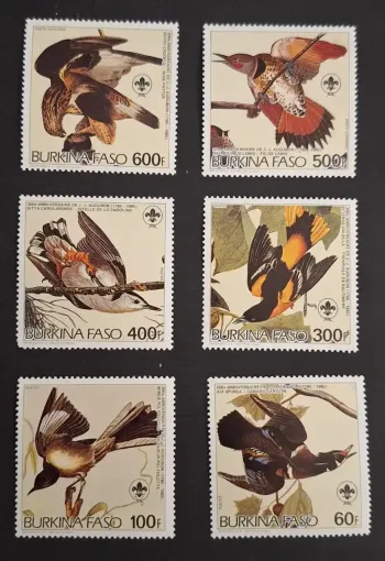 Burkina Faso 1985 Mi. 1028-1033 Audubon oiseaux scoutisme faune