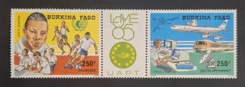 Burkina Faso 1985 Mi. 1073-1074 UAPT Lomé jeunesse développement avion