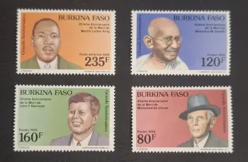 Burkina Faso 1988 Mi. 1190-1193 King Gandhi Kennedy Jinnah
