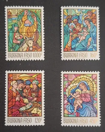 Burkina Faso 1988 Mi. 1194-1197 Noël vitraux Nativité Vierge Mages