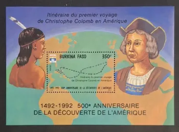 Burkina Faso 1992 Mi. Bl. 137 Christophe Colomb découverte Amérique