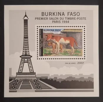 Burkina Faso 1994 Mi. Bl. 142 dog puppy Paris Show Eiffel Tower