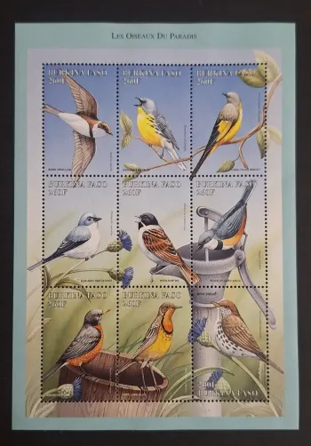 Burkina Faso 1998 Mi. 1551-1559 oiseaux paradis hirondelle grive
