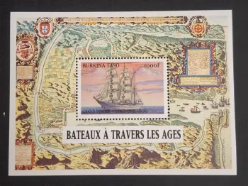 Burkina Faso 1999 Mi. Bl. 189 bateaux voilier carte ancienne navigation