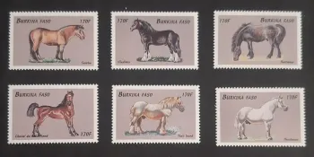 Burkina Faso 1999 Mi. 1680-1685 chevaux Percheron Dartmoor Sumba
