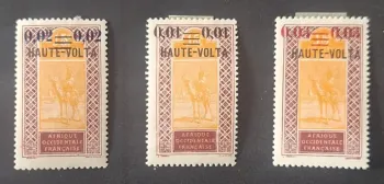 Haute-Volta 1924 Mi. 28-30 surchargé chamelier dromadaire AOF