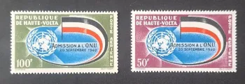 Haute-Volta 1962 Mi. 112-113 Admission ONU poste aérienne drapeau