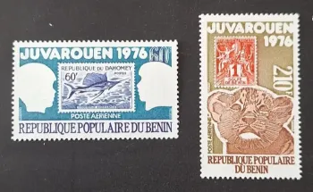 Bénin 1976 Mi. 59-60 Juvarouen poste aérienne poisson lion philatélie
