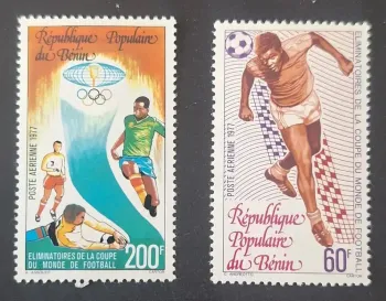 Bénin 1977 Mi. 97-98 Coupe du Monde football poste aérienne neuf