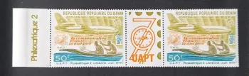Bénin 1979 Mi. 184-185 Philexafrique 2 UAPT avion pirogue satellite