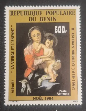 Bénin 1984 Mi. 379 Noël Vierge Enfant Murillo peinture aérienne