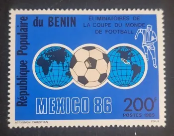 Bénin 1985 Mi. 404 Coupe du Monde football Mexico 86 éliminatoires