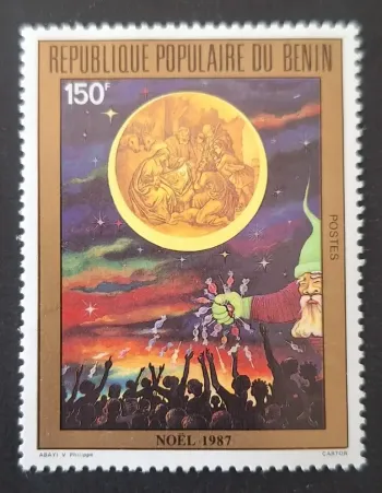 Bénin 1987 Mi. 462 Noël Nativité Père Noël étoiles crèche fête