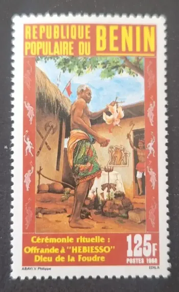 Bénin 1988 Mi. 475 cérémonie rituelle offrande Hebiesso dieu foudre
