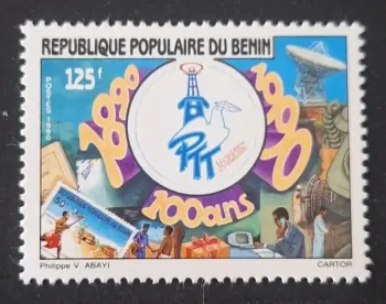 Bénin 1990 Mi. 490 centenaire PTT 100 ans poste télécommunications