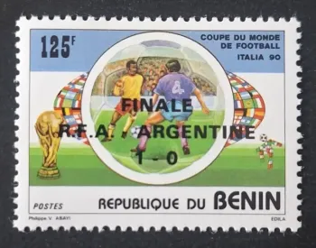 Bénin 1990 Mi. 498 surchargé Finale RFA Argentine Football Italia 90
