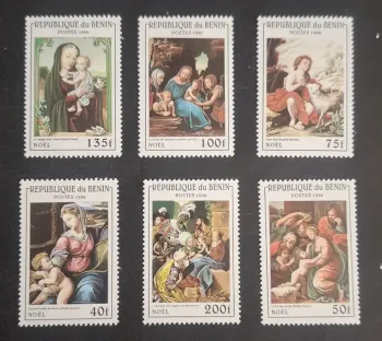 Bénin 1996 Mi. 792-797 Noël peintures Vierge Raphaël Vinci Murillo