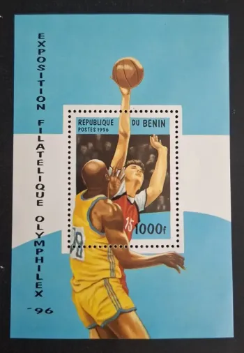 Bénin 1996 Mi. Bl. 20 Basketball Olymphilex sport exposition