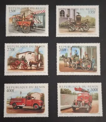 Bénin 1998 Mi. 1010-1015 pompiers véhicules incendie hippomobile