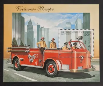 Bénin 1998 Mi. Bl. 38 Voitures-pompe camion pompiers American La France