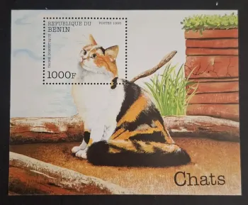 Benin 1998 Mi. Bl. 42 cats calico spotted domestic feline