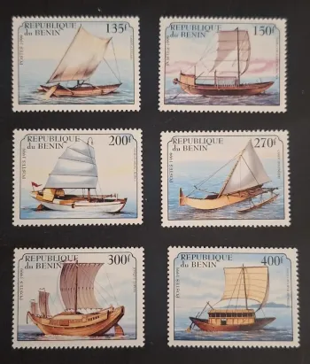 Bénin 1999 Mi. 1126-1131 bateaux voiliers anciens pirogues jonques