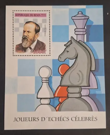 Bénin 1999 Mi. Bl. 47 Échecs joueurs célèbres Wilhelm Steinitz
